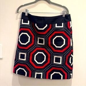 Ann Taylor Geometric Black, Red and White Women’s Skirt 10 P